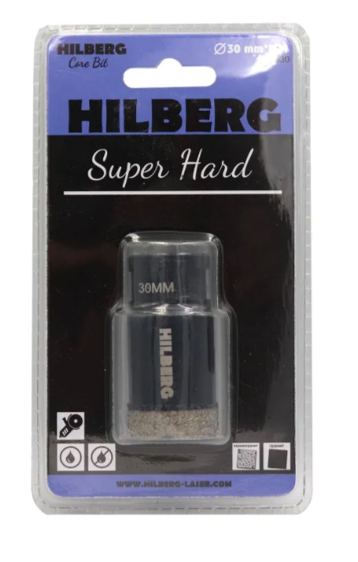 Коронка алмазная Super Hard М14 с техническим воском  30мм Hilberg