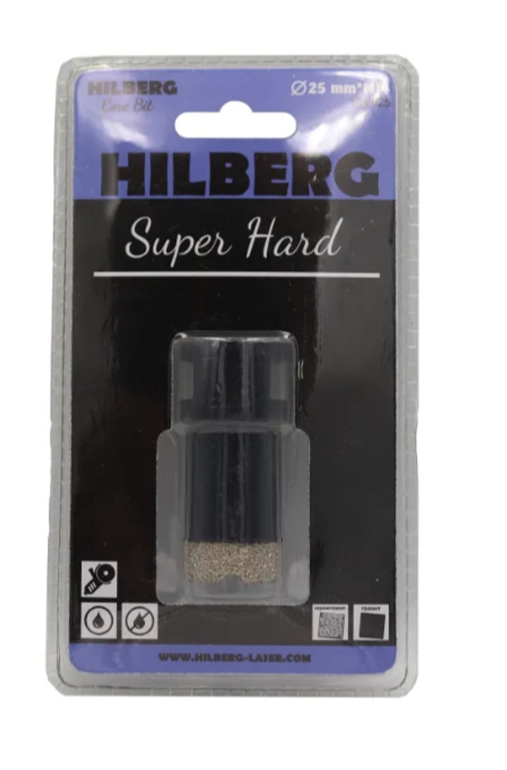 Коронка алмазная Super Hard М14 с техническим воском  25мм Hilberg