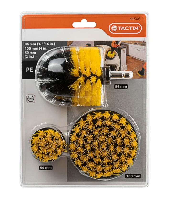 Набор насадок-щеток на дрель Tactix 3шт