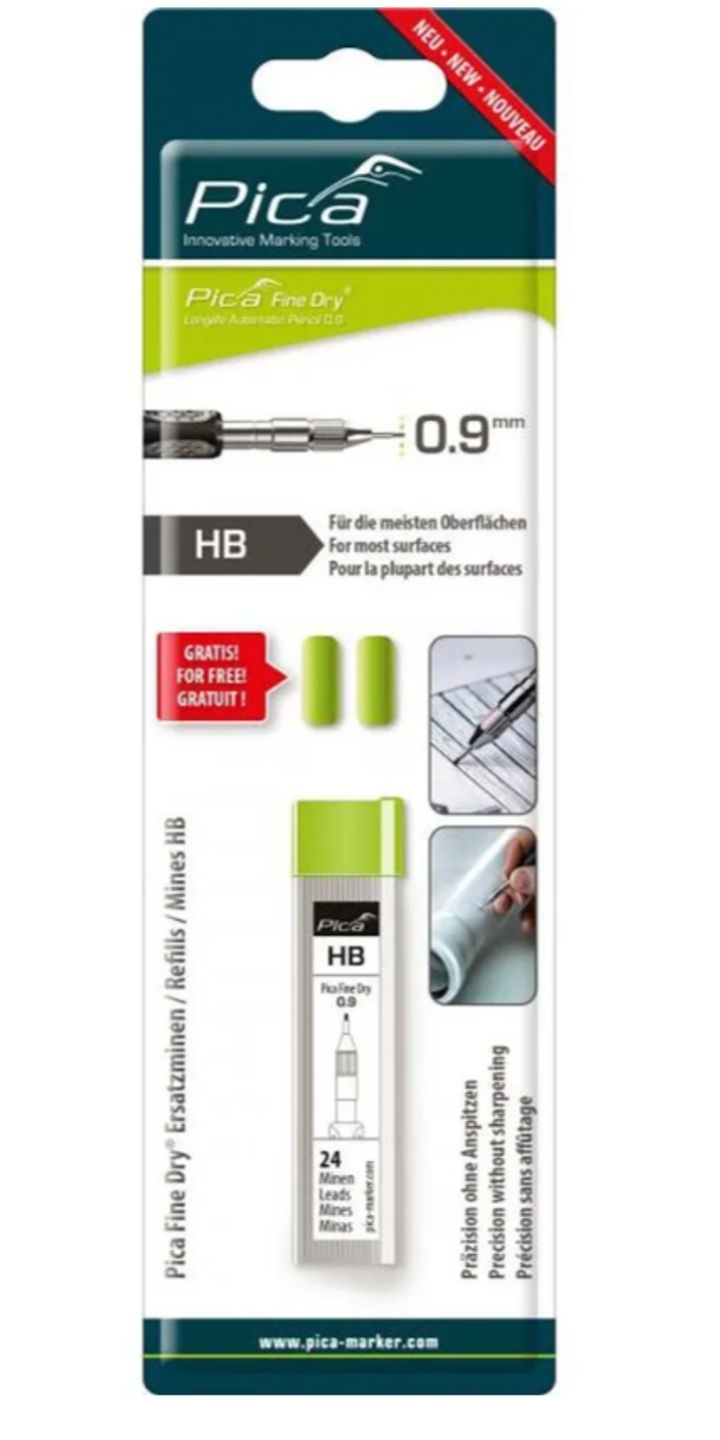 PICA-MARKER 7030/SB К-т грифелей для   карандаша Pica FINE Dry 24 шт (HB) в блистере   с доп. ластиками