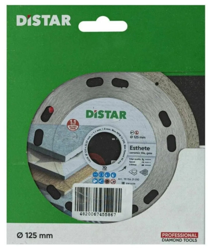 Круг алмазный 1A1R 125*1.1*8*22,23 Esthete Distar