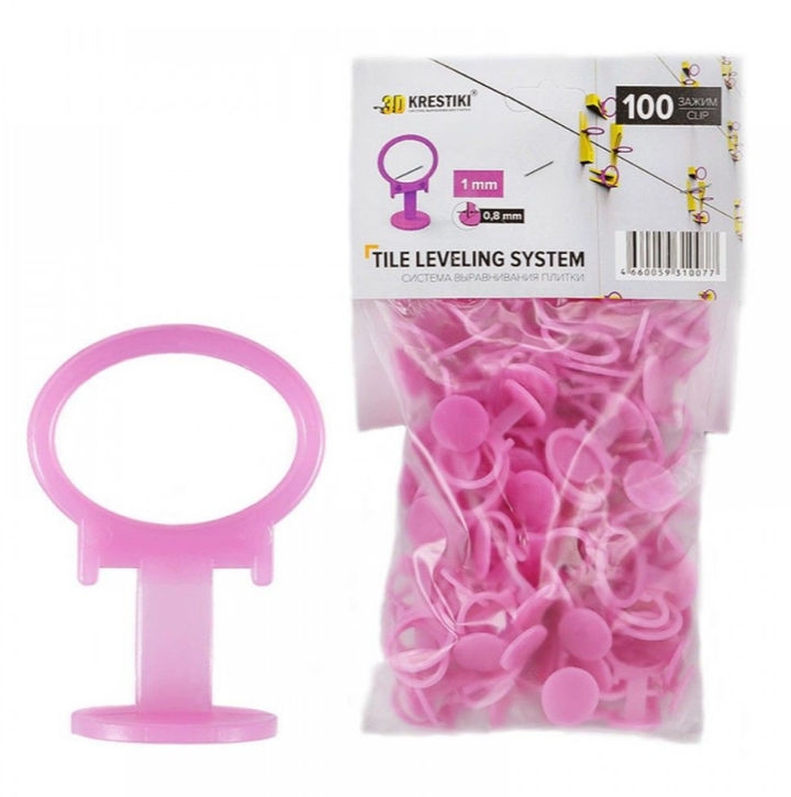 Зажим 3D+ СВП Slim 0.8mm розовый (100 шт)